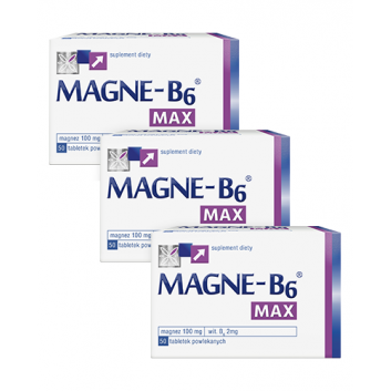 MAGNE-B6 MAX, Magnez, witamina B6 w tabletkach, 3 x 50 tabletek - obrazek 1 - Apteka internetowa Melissa
