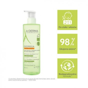 A-derma Exomega Control Skóra sucha skłonna do atopii Żel emolient do mycia 2 w 1 przeciw drapaniu od 1. dnia życia - Ciało & włosy -  500 ml - cena, opinie, wskazania - obrazek 2 - Apteka internetowa Melissa