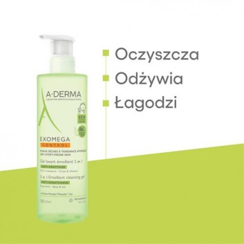 A-derma Exomega Control Skóra sucha skłonna do atopii Żel emolient do mycia 2 w 1 przeciw drapaniu od 1. dnia życia - Ciało & włosy, 500 ml - obrazek 3