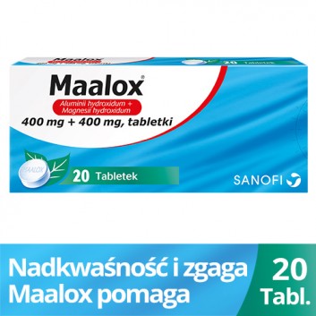 Maalox 400 mg + 400 mg, 20 tabletek do żucia lub ssania - obrazek 2 - Apteka internetowa Melissa