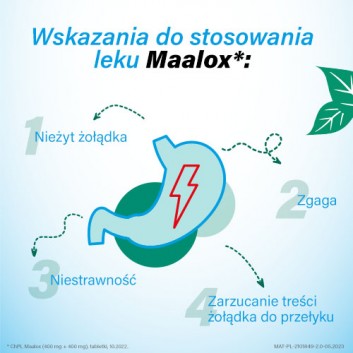 Maalox 400 mg + 400 mg, 20 tabletek do żucia lub ssania - obrazek 3