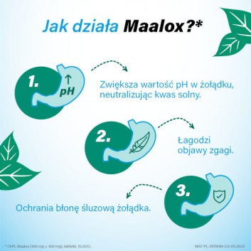Maalox 400 mg + 400 mg, 20 tabletek do żucia lub ssania - obrazek 4