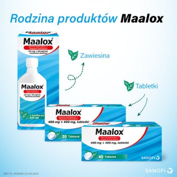 Maalox 400 mg + 400 mg, 20 tabletek do żucia lub ssania - obrazek 6