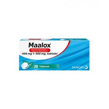 Maalox 400 mg + 400 mg, 20 tabletek do żucia lub ssania - obrazek 1 - Apteka internetowa Melissa