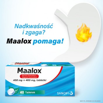 Maalox 400 mg + 400 mg, 40 tabletek do żucia lub ssania - obrazek 3 - Apteka internetowa Melissa
