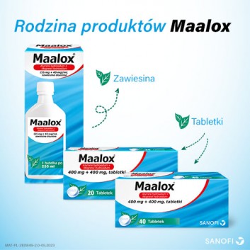 Maalox 400 mg + 400 mg, 40 tabletek do żucia lub ssania - obrazek 7 - Apteka internetowa Melissa
