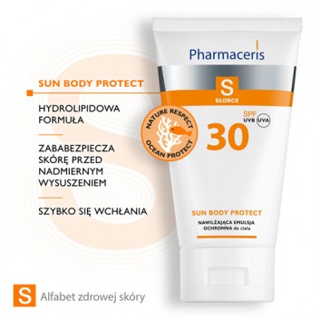 PHARMACERIS S SUN BODY PROTECT Nawilżająca emulsja ochronna do opalania ciała SPF30 150 ml - obrazek 4
