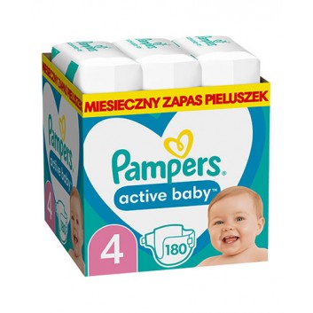 Pampers Active Baby 4 Maxi Pieluchy 9-14 kg, 180 sztuk - obrazek 1 - Apteka internetowa Melissa
