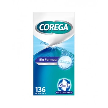 Corega Tabs Bio Formula Tabletki do czyszczenia protez zębowych smak miętowy, 136 sztuk