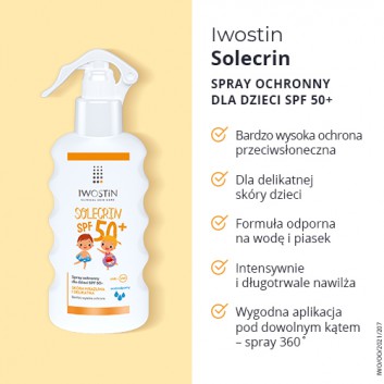 Iwostin Solecrin Spray ochronny dla dzieci SPF 50 - 175 ml - cena ,opinie, wskazania - obrazek 3 - Apteka internetowa Melissa