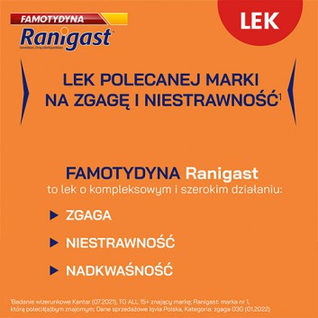 Famotydyna Ranigast, 20 tabletek - obrazek 2 - Apteka internetowa Melissa