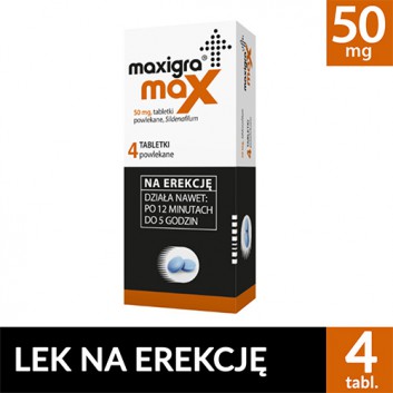 Maxigra Max 50 mg, 4 tabletki - obrazek 1 - Apteka internetowa Melissa