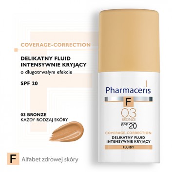 PHARMACERIS F Delikatny fluid intensywnie kryjący SPF 20 bronze 03 (brązowy) - 30 ml - obrazek 2 - Apteka internetowa Melissa