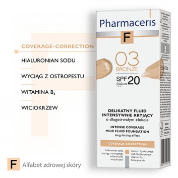 PHARMACERIS F Delikatny fluid intensywnie kryjący SPF 20 bronze 03 (brązowy) - 30 ml - obrazek 3