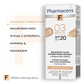 PHARMACERIS F Delikatny fluid intensywnie kryjący SPF 20 bronze 03 (brązowy) - 30 ml - obrazek 3 - Apteka internetowa Melissa