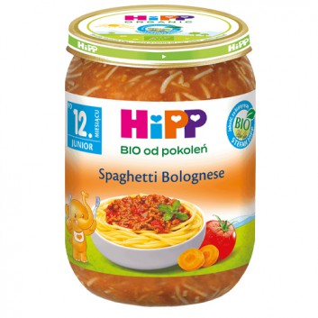 HiPP BIO od pokoleń, Spaghetti Bolognese, po 12. m-cu, 250 g, cena, opinie, składniki - obrazek 1 - Apteka internetowa Melissa