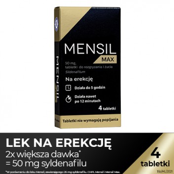 Mensil Max 50 mg, na erekcję, 4 tabletki - obrazek 1 - Apteka internetowa Melissa