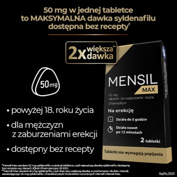 Mensil Max 50 mg, na erekcję, 4 tabletki - obrazek 3 - Apteka internetowa Melissa