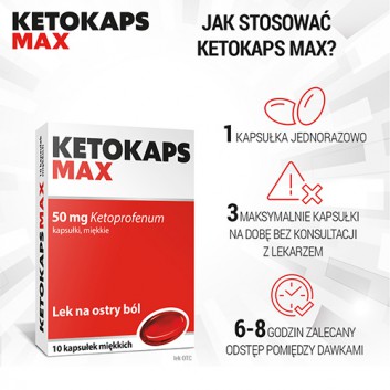 Ketokaps Max 50 mg - 10 kaps., na ostry ból - obrazek 3 - Apteka internetowa Melissa