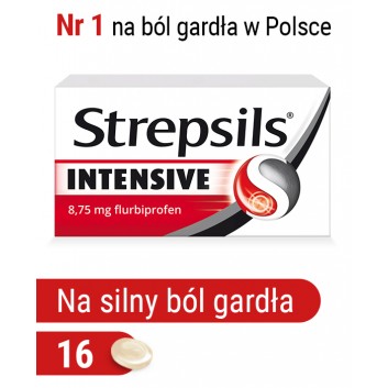 Strepsils Intensive na ostry ból gardła, przeciwzapalny, 16 tabletek do ssania - cena, opinie, właściwości  - obrazek 1 - Apteka internetowa Melissa