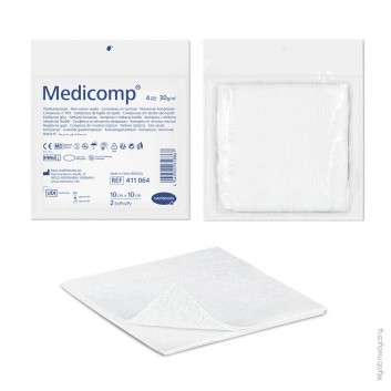 Hartmann Medicomp Kompresy z włókniny 10 cm x 10 cm, 10 sztuk - obrazek 2 - Apteka internetowa Melissa