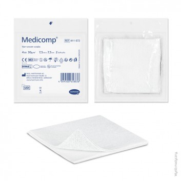 Hartmann Medicomp Kompresy z włókniny 7,5 cm x 7,5 cm, 10 sztuk - obrazek 2 - Apteka internetowa Melissa