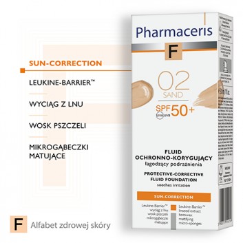 Pharmaceris F, fluid ochronno-korygujący, Sand 02, SPF 50+, 30 ml - obrazek 3