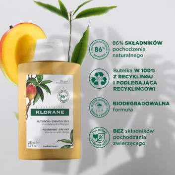 Klorane Odżywienie - Włosy suche szampon z mango - 200 ml - cena, opinie, stosowanie - obrazek 2 - Apteka internetowa Melissa