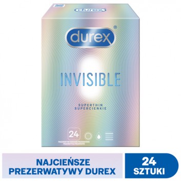 Durex Invisible, prezerwatywy supercienkie, 24 sztuki - obrazek 1 - Apteka internetowa Melissa