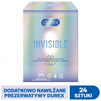 Durex Invisible Prezerwatywy dodatkowo nawilżane - 24 szt. - cena, opinie, wskazania - obrazek 1 - Apteka internetowa Melissa