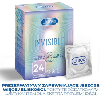 Durex Invisible Prezerwatywy dodatkowo nawilżane - 24 szt. - cena, opinie, wskazania - obrazek 3 - Apteka internetowa Melissa