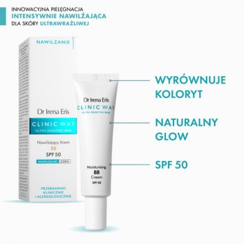 Dr Irena Eris Clinic Way Nawilżający Krem BB SPF 50, Light Beige, 30 ml - obrazek 3 - Apteka internetowa Melissa