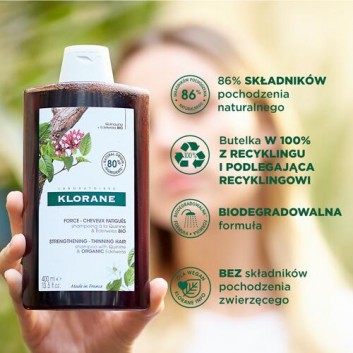 Klorane Wzmocnienie,  włosy przerzedzone, wypadające szampon z Chininą i Organiczną Szarotką, 400 ml - obrazek 2