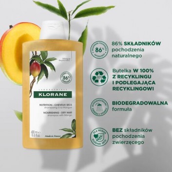 Klorane Szampon z mango Odżywienie - włosy suche, 400 ml, cena, opinie, właściwości - obrazek 2 - Apteka internetowa Melissa