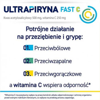 Ultrapiryna Fast C, 10 tabletek - obrazek 3 - Apteka internetowa Melissa