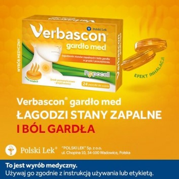 Verbascon Gardło med Smak pomarańczowo grejpfrutowy, 24 tabletki - obrazek 3 - Apteka internetowa Melissa