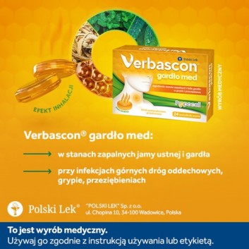 Verbascon Gardło med Smak pomarańczowo grejpfrutowy, 24 tabletki - obrazek 5 - Apteka internetowa Melissa
