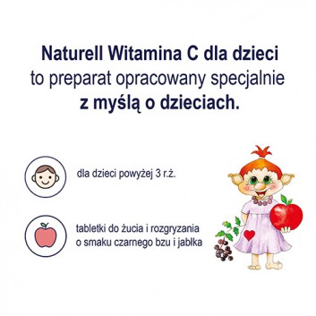 Naturell Witamina C dla dzieci, tabletki do żucia i rozgryzania, 60 sztuk - obrazek 4