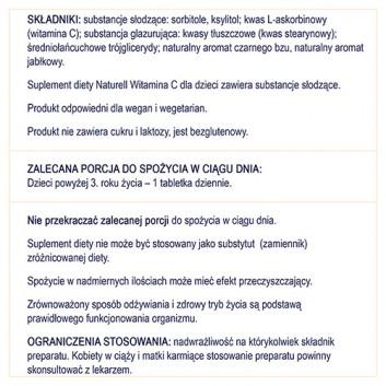 Naturell Witamina C dla dzieci, tabletki do żucia i rozgryzania, 60 sztuk - obrazek 6