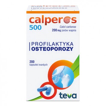 Calperos 500, 200 mg jonów wapnia, kapsułki twarde, 200 sztuk