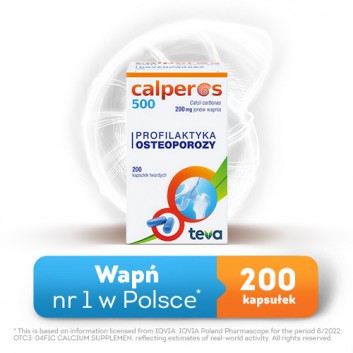 Calperos 500, 200 mg jonów wapnia, kapsułki twarde, 200 sztuk - obrazek 2