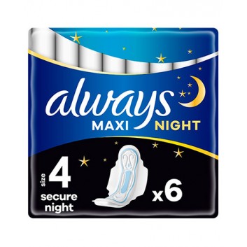 Always Ultra Secure Night Podpaski ze skrzydełkami, 6 sztuk - obrazek 1 - Apteka internetowa Melissa