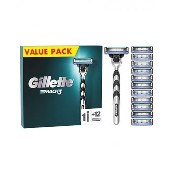 Gillette Mach3 Maszynka do golenia + Wkład do maszynki, 12 szt., cena, opinie, stosowanie - obrazek 1 - Apteka internetowa Melissa