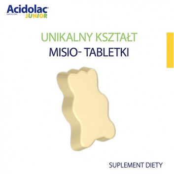 Acidolac Junior Misio - Tabletki biała czekolada, 20 tabl., cena, opinie, wskazania - obrazek 3 - Apteka internetowa Melissa