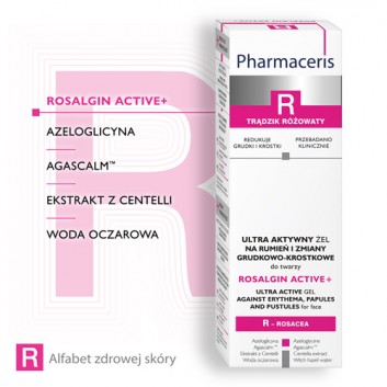 Pharmaceris R Rosalgin Active + Ultra Aktywny Żel na rumień i zmiany grudkowo - krostkowe do twarzy, 30 ml, cena, opinie, wskazania - obrazek 3 - Apteka internetowa Melissa