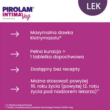 Pirolam Intima Vag, 500 mg, tabletka dopochwowa, 1 sztuka - obrazek 4