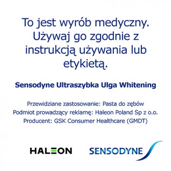 Sensodyne Whitening Rapid Relief Pasta do zębów ultraszybka ulga, 75 ml cena, opinie, skład - obrazek 2 - Apteka internetowa Melissa