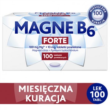 Magne B6 Forte, 100 mg + 10 mg, 100 tabletek - obrazek 2 - Apteka internetowa Melissa