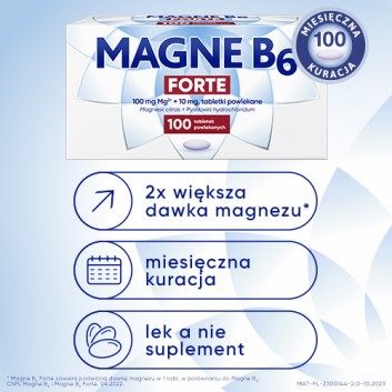 Magne B6 Forte, 100 mg + 10 mg, 100 tabletek - obrazek 7 - Apteka internetowa Melissa