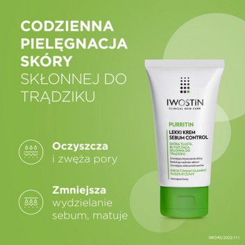 Iwostin Purritin Lekki Krem Sebum Control, 60 ml, cena, opinie, właściwości  - obrazek 2 - Apteka internetowa Melissa